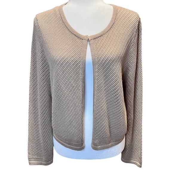 Talbots Tops - NWT: TALBOTS Beige Sheer Sweater Cardigan W/ Gold Metallic Shimmer Large (C-207)